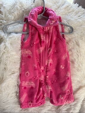 Cozy Hooded Infant One-Piece in Bright Pink